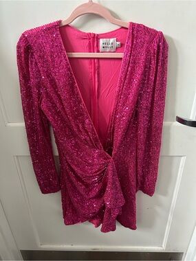 Hello Molly Fuchsia Sequin Wrap Dress